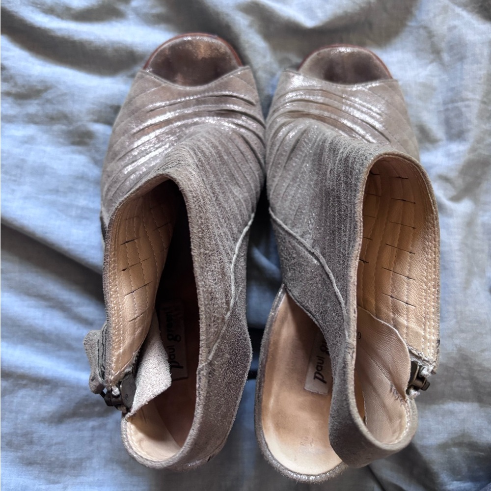 Paul Green Women's Suede Peep Toe Heels - Taupe